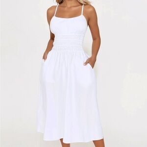 Fashion nova Kensie Poplin Midi Dress - White small NWT